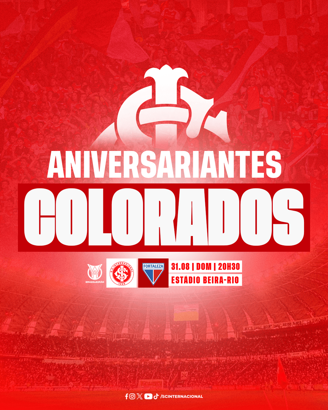 Aniversariantes Colorados no jogo contra o Fortaleza