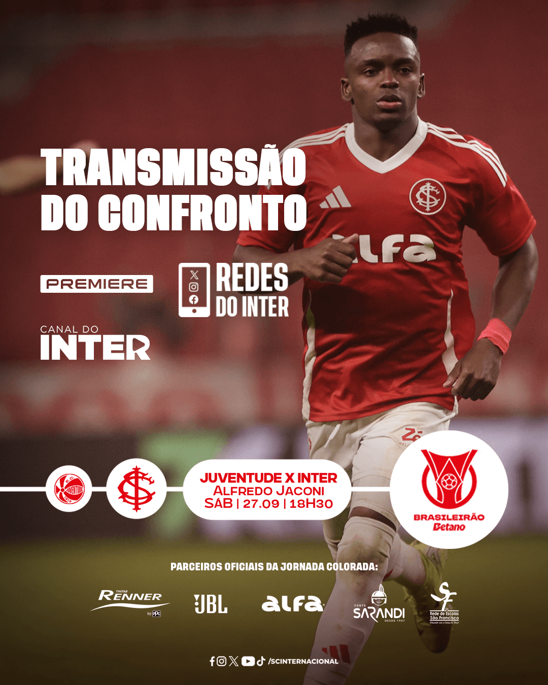Onde assistir Juventude x Inter pelo Brasileirão