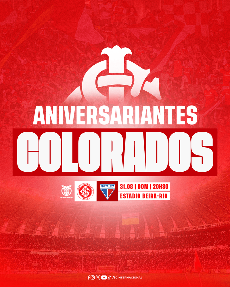 Aniversariantes Colorados no jogo contra o Fortaleza
