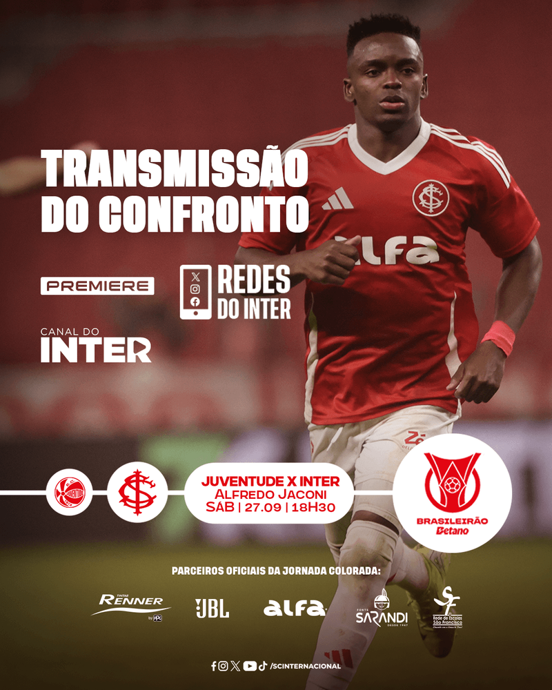 Onde assistir Juventude x Inter pelo Brasileirão